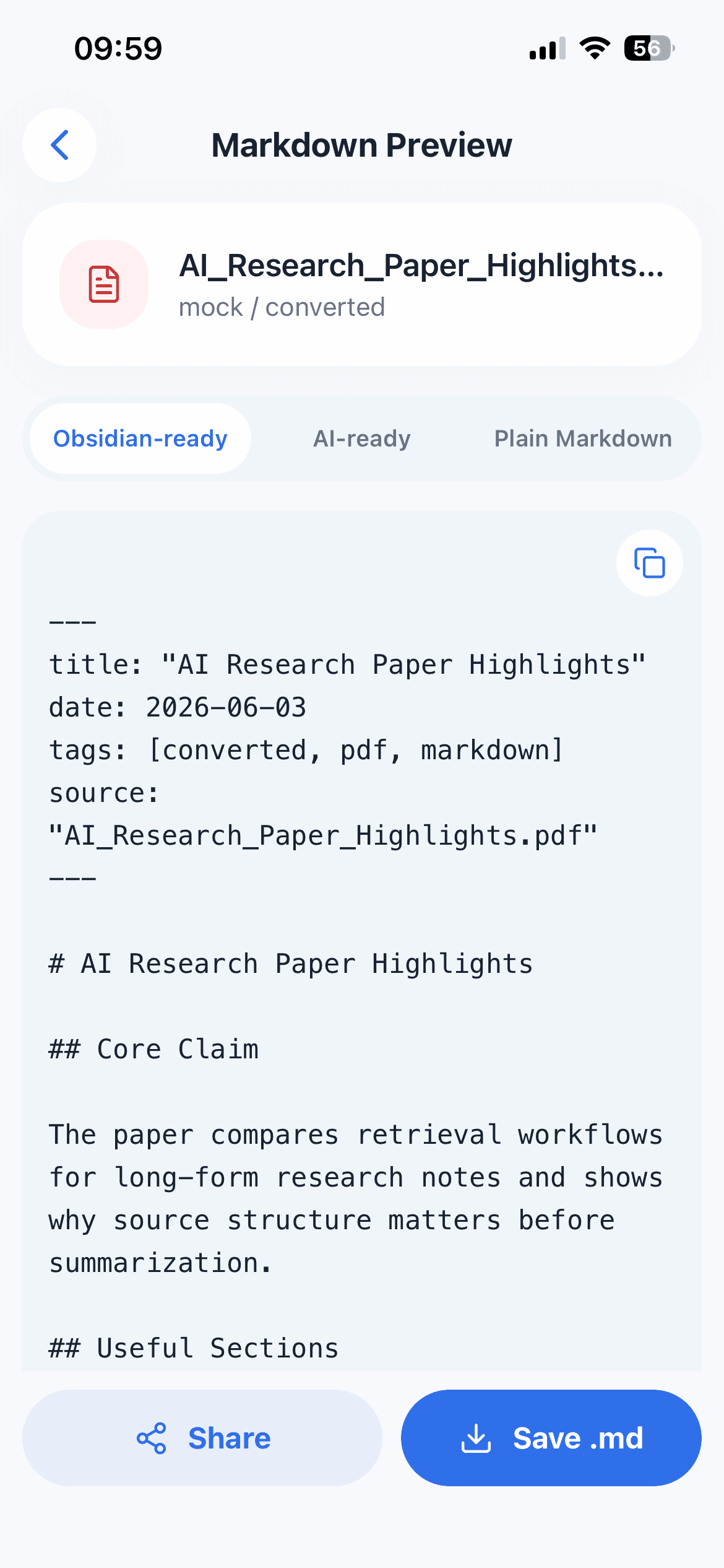 CleanMD Markdown preview prepared for Obsidian and AI workflows